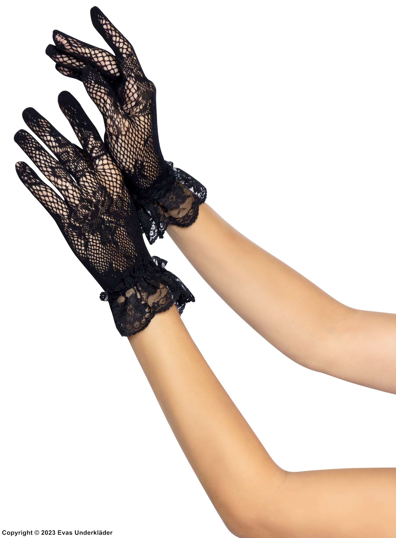 Handskar med blommig spets